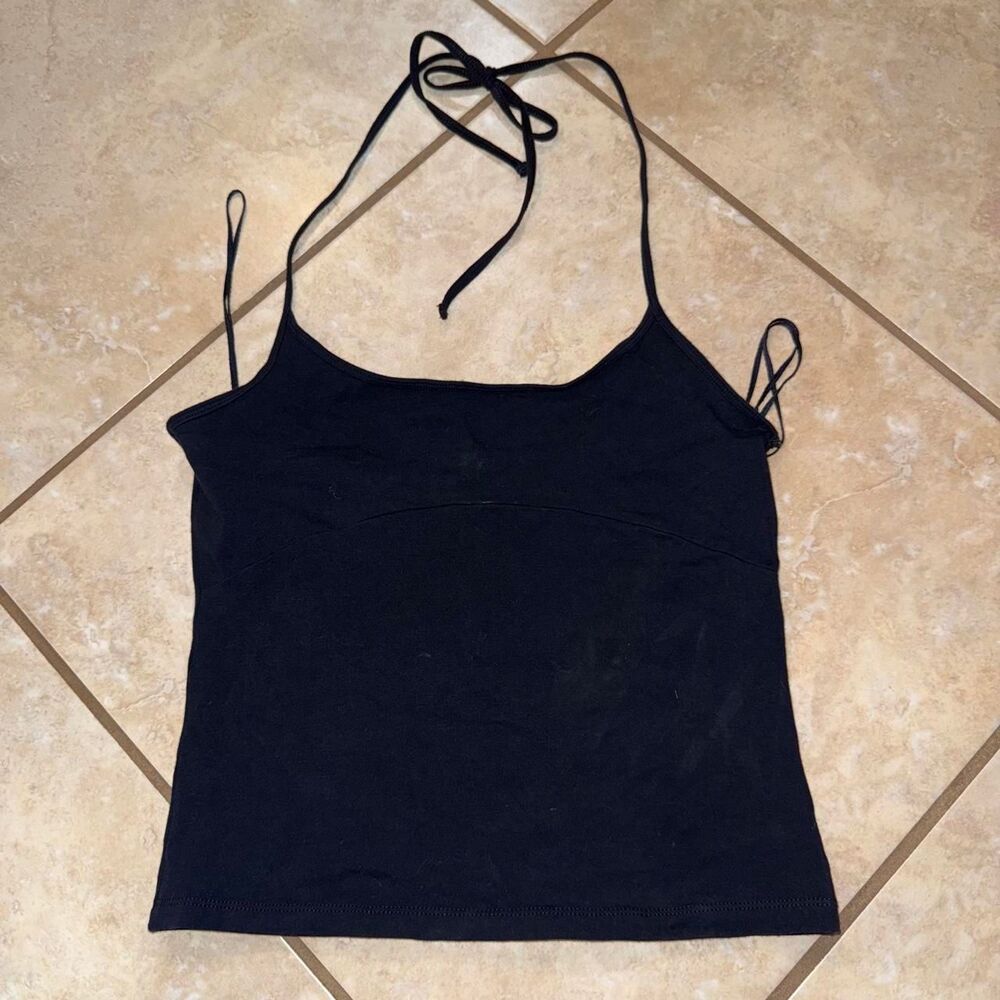 Women's Black and Navy Crop-top